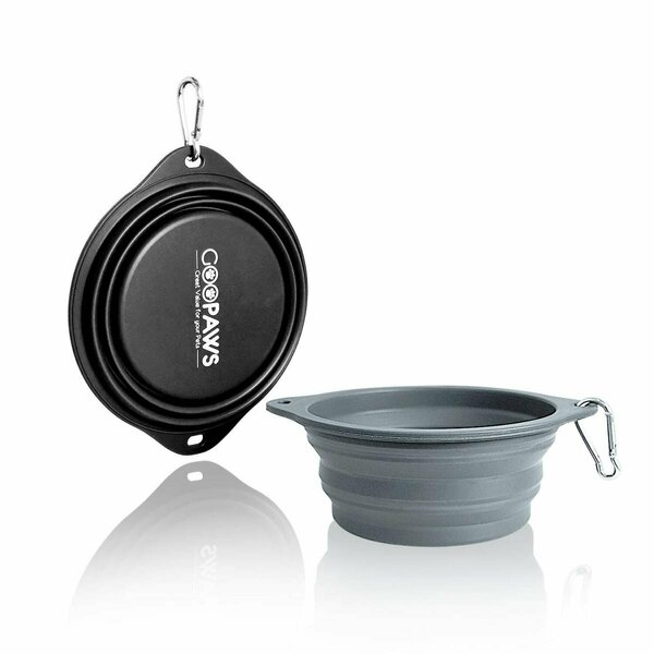 Goopaws Silicone Non-Skid Dog and Cat Bowl, 2PK GDB-16BKGR